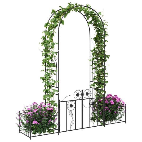 Gartenbogen mit Tor Schwarz 218cm