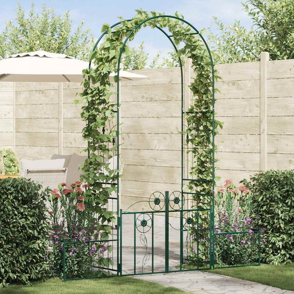 Grüner Gartenbogen mit Tor 218cm