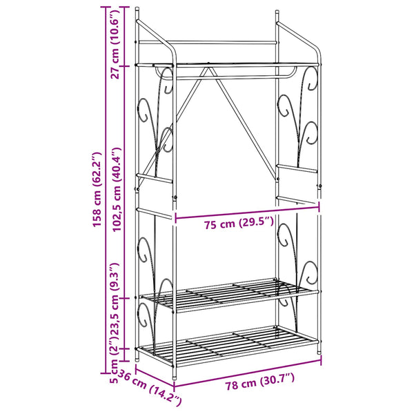 Offener Kleiderschrank 78x36x158cm
