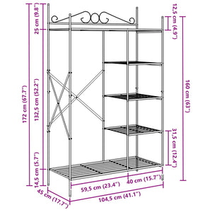 Offener Kleiderschrank Schwarz Stahl 104,5cm