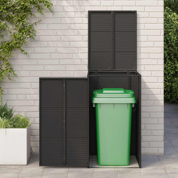 Schwarze Mülltonnenbox aus Polyethylen