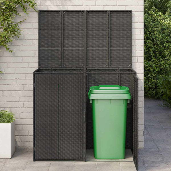 Mülltonnenbox Schwarz 2er-Set Polyethylen