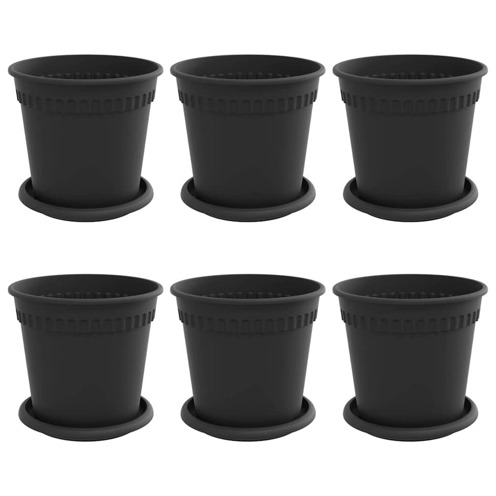 Schwarze Blumentöpfe, 6er-Set, Ø 17cm