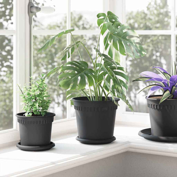 Schwarze Blumentöpfe, 6er-Set, Ø 19cm