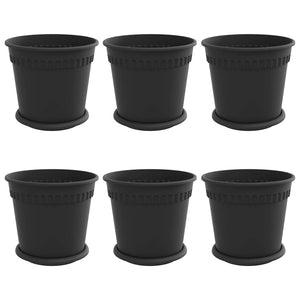 Schwarze Blumentöpfe, 6er-Set, Ø 19cm