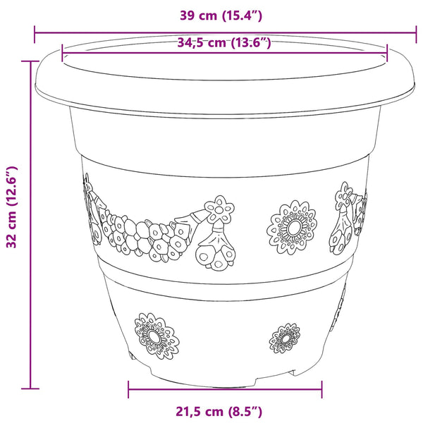 Blumentöpfe 6er Set Ziegelrot Ø 39cm