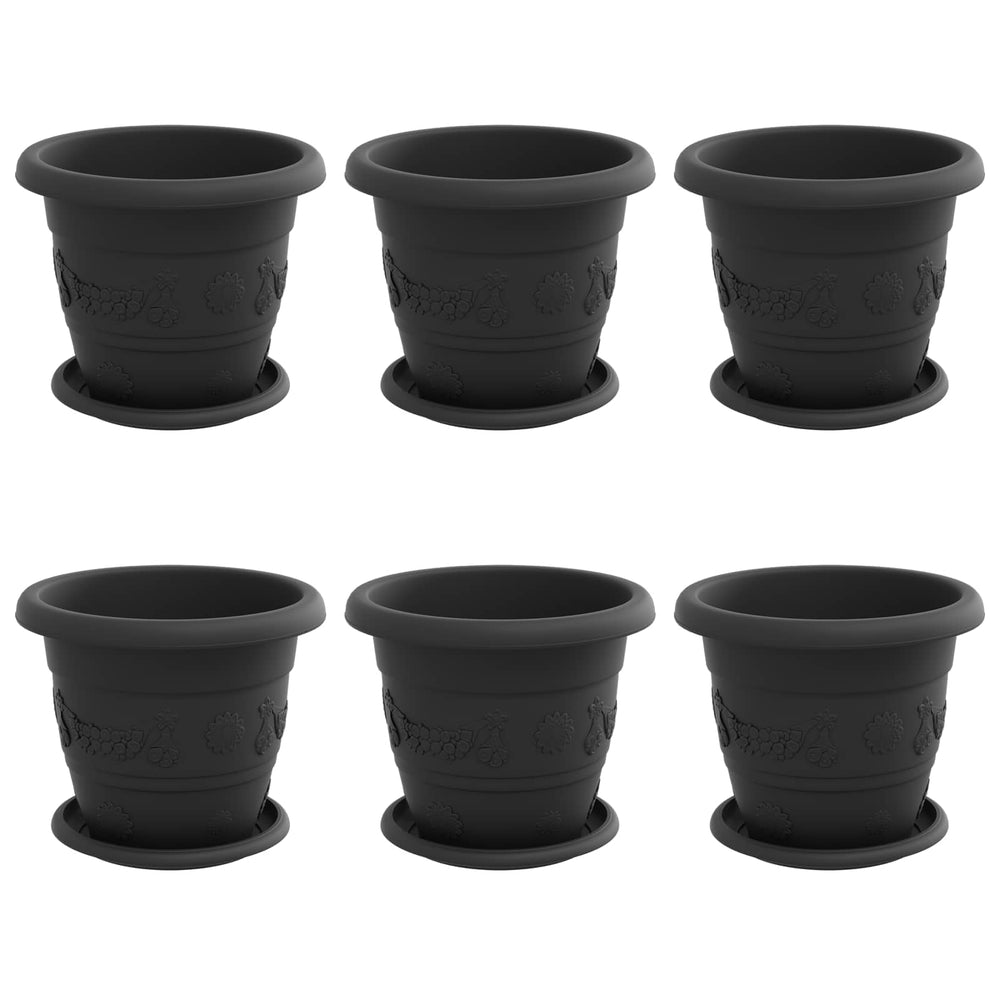 Blumentöpfe Schwarz 6 Stk. Ø 22cm