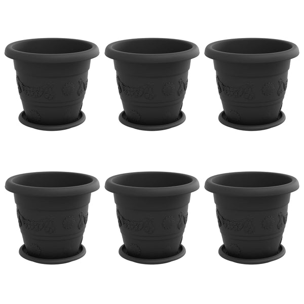 Schwarze Blumentöpfe 6er-Set, Ø 26cm