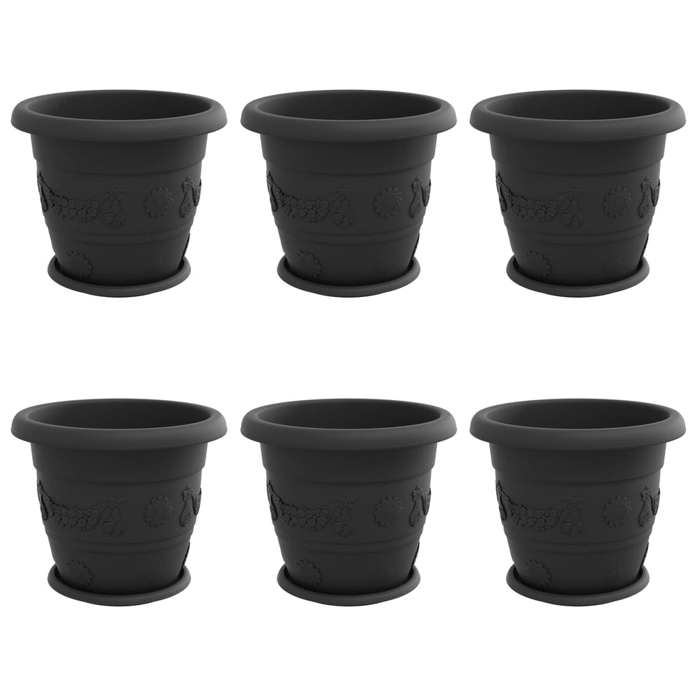 Schwarze Blumentöpfe, 6er Set, Ø 34cm