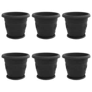 Schwarze Blumentöpfe, 6er Set, Ø 34cm