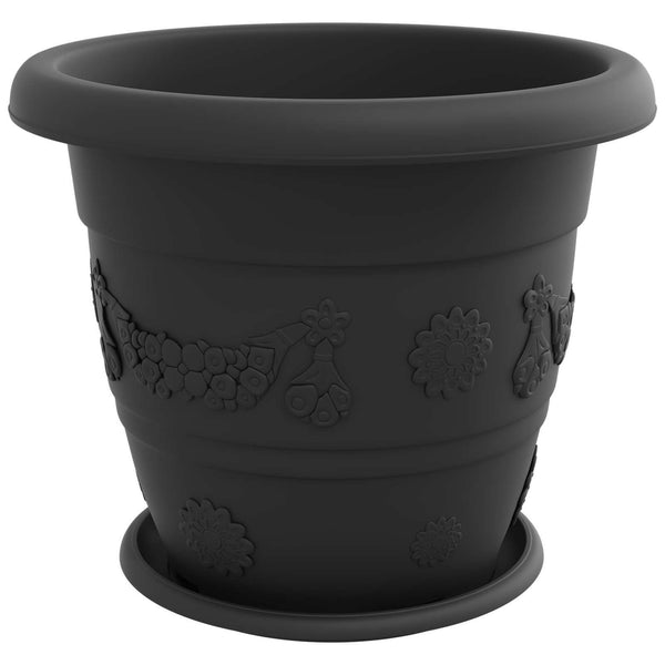 Schwarze Blumentöpfe, 6er-Set, Ø 39cm