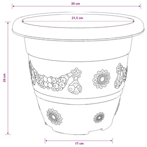 Blumentöpfe Ziegelrot 30 cm, 24er Set