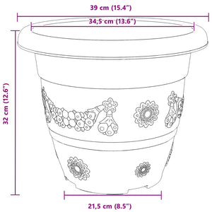 Ziegelrote Blumentöpfe, 24er-Set, Ø 39cm