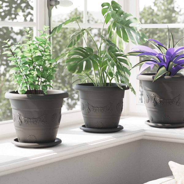 Blumentöpfe Schwarz 22 cm, 24er Set