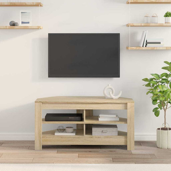 Meuble TV d'angle vidaXL en aggloméré coloris chêne Sonoma 102 x 40,5 x 45 cm