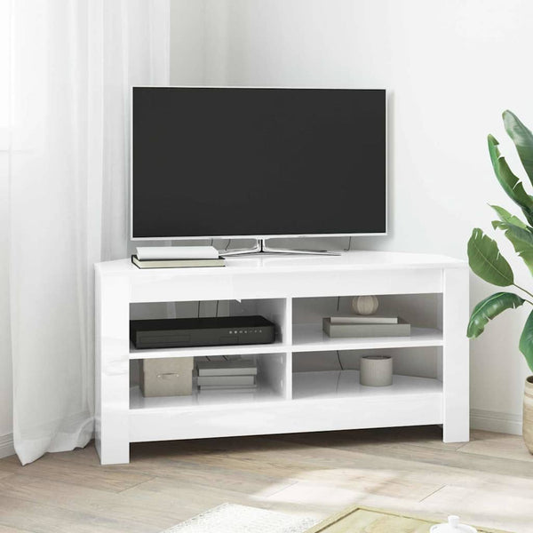 Eck-TV-Schrank Weiß Hochglanz