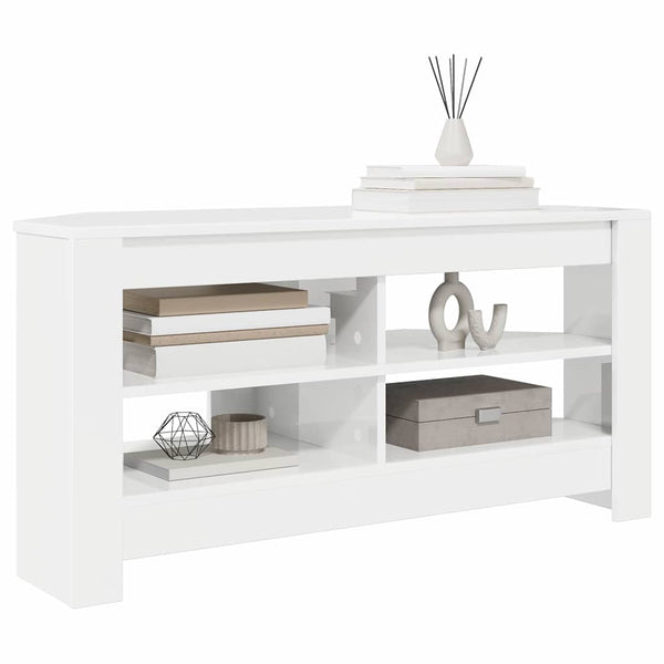 Eck-TV-Schrank Weiß Hochglanz