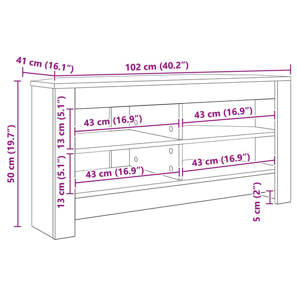 Eck-TV-Schrank Altholz 102 cm