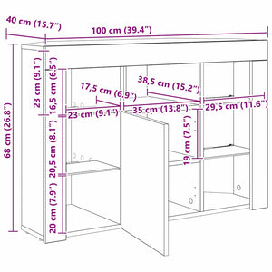 Meuble TV d'angle à LED vidaXL Chêne Sonoma 100x40x68cm Bois d'ingénierie