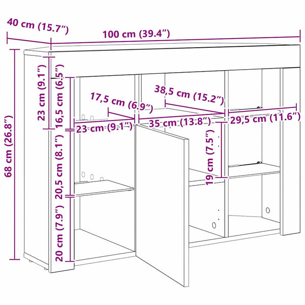 Meuble TV d'angle à LED vidaXL Chêne Sonoma 100x40x68cm Bois d'ingénierie