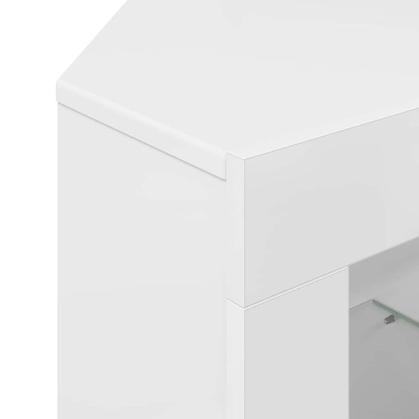 Meuble TV d'angle LED vidaXL Blanc brillant 100x40x68 cm Bois d'ingénierie