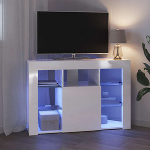 Meuble TV d'angle LED vidaXL Blanc brillant 100x40x68 cm Bois d'ingénierie