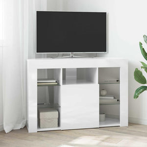 Meuble TV d'angle LED vidaXL Blanc brillant 100x40x68 cm Bois d'ingénierie