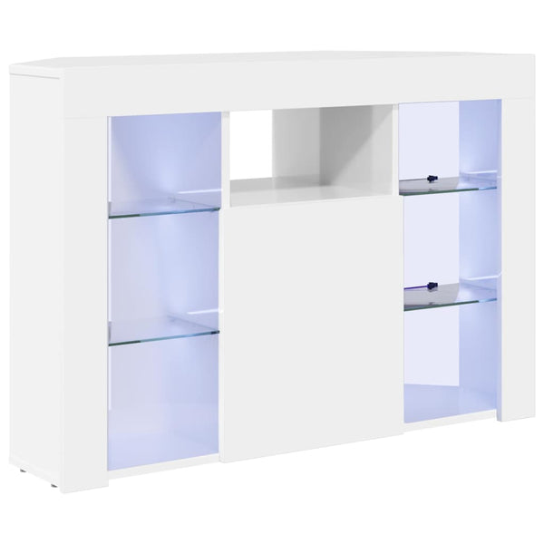 Meuble TV d'angle LED vidaXL Blanc brillant 100x40x68 cm Bois d'ingénierie