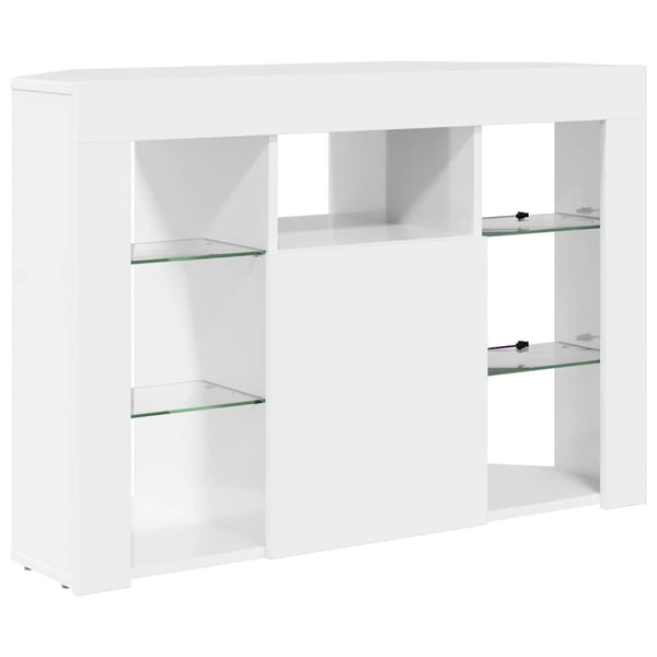 Meuble TV d'angle LED vidaXL Blanc brillant 100x40x68 cm Bois d'ingénierie