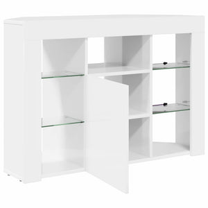 Meuble TV d'angle LED vidaXL Blanc brillant 100x40x68 cm Bois d'ingénierie