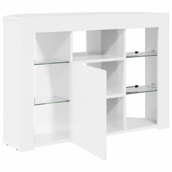Meuble TV d'angle LED vidaXL Blanc brillant 100x40x68 cm Bois d'ingénierie