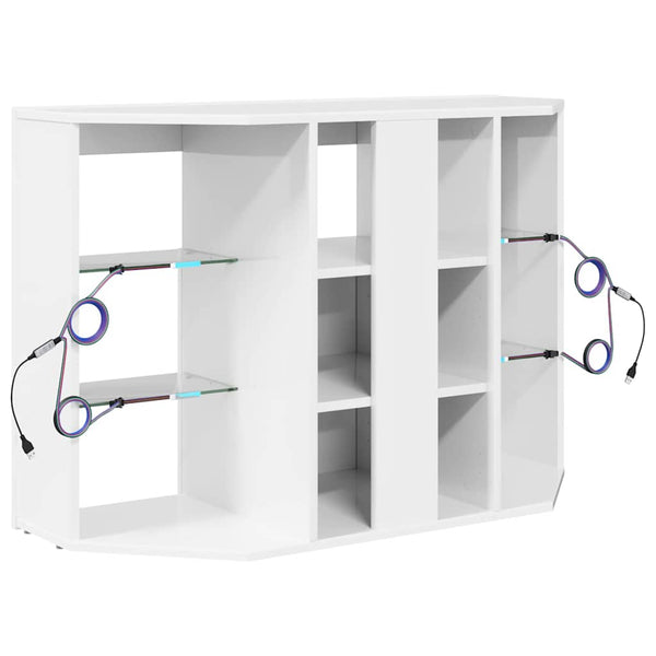 Meuble TV d'angle LED vidaXL Blanc brillant 100x40x68 cm Bois d'ingénierie