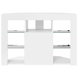 Meuble TV d'angle LED vidaXL Blanc brillant 100x40x68 cm Bois d'ingénierie