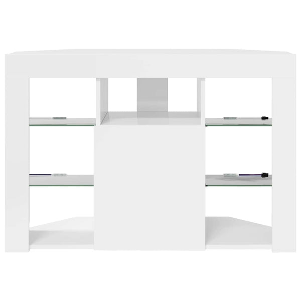 Meuble TV d'angle LED vidaXL Blanc brillant 100x40x68 cm Bois d'ingénierie