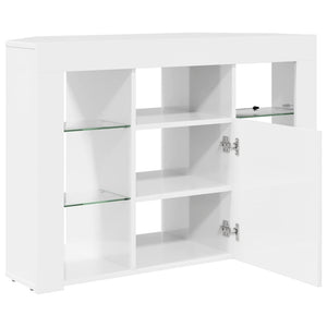 Meuble TV d'angle LED vidaXL Blanc brillant 100x40x68 cm Bois d'ingénierie