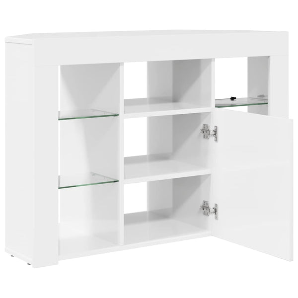 Meuble TV d'angle LED vidaXL Blanc brillant 100x40x68 cm Bois d'ingénierie