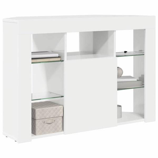 Meuble TV d'angle LED vidaXL Blanc brillant 100x40x68 cm Bois d'ingénierie