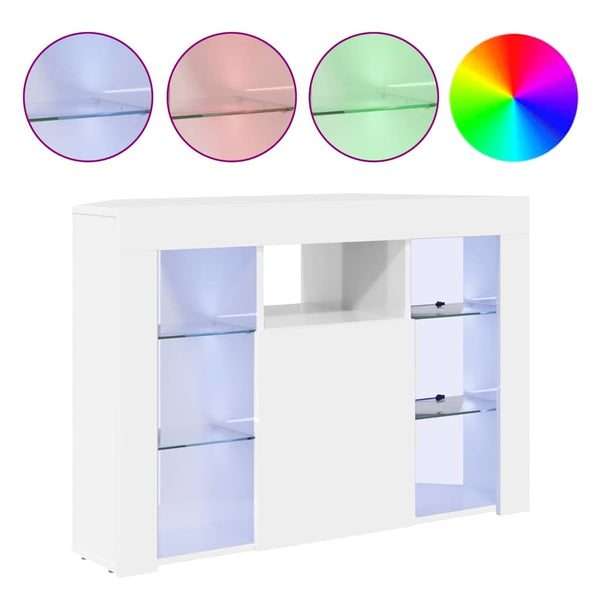 Meuble TV d'angle LED vidaXL Blanc brillant 100x40x68 cm Bois d'ingénierie