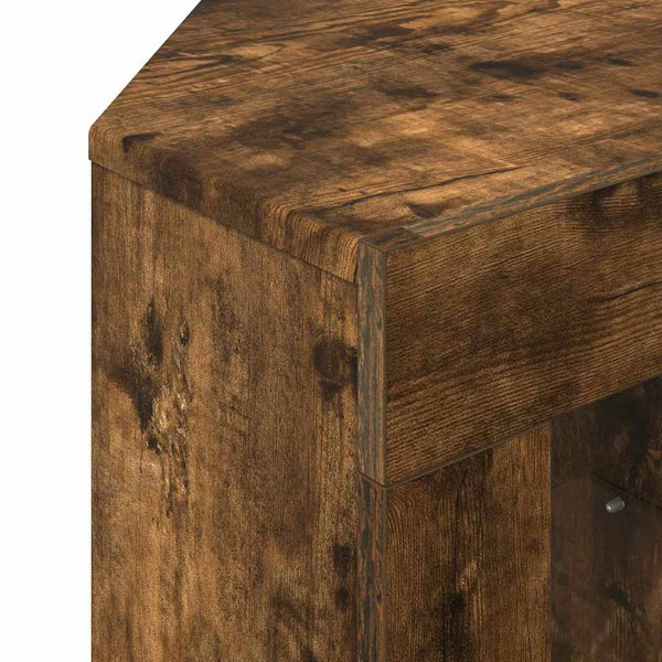 vidaXL Meuble TV d'angle à LED Chêne fumé 100x40x68 cm Bois d'ingénierie