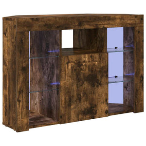 vidaXL Meuble TV d'angle à LED Chêne fumé 100x40x68 cm Bois d'ingénierie