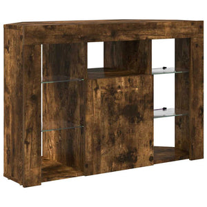 vidaXL Meuble TV d'angle à LED Chêne fumé 100x40x68 cm Bois d'ingénierie