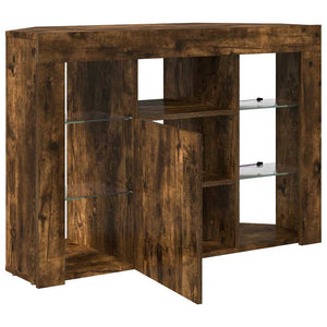 vidaXL Meuble TV d'angle à LED Chêne fumé 100x40x68 cm Bois d'ingénierie