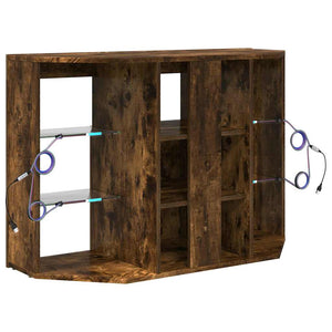 vidaXL Meuble TV d'angle à LED Chêne fumé 100x40x68 cm Bois d'ingénierie