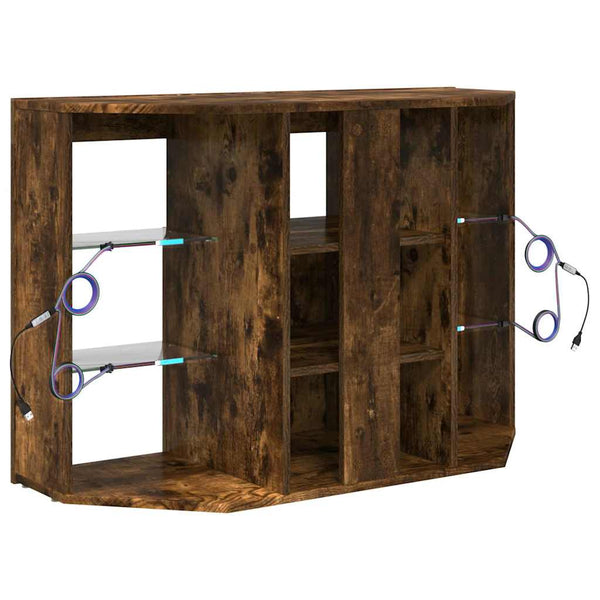 vidaXL Meuble TV d'angle à LED Chêne fumé 100x40x68 cm Bois d'ingénierie