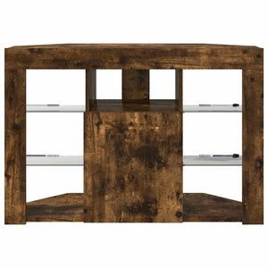 vidaXL Meuble TV d'angle à LED Chêne fumé 100x40x68 cm Bois d'ingénierie