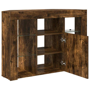 vidaXL Meuble TV d'angle à LED Chêne fumé 100x40x68 cm Bois d'ingénierie