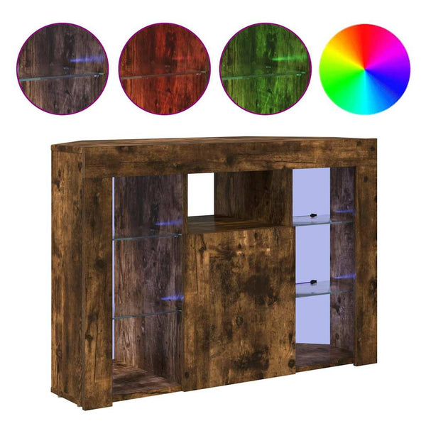 vidaXL Meuble TV d'angle à LED Chêne fumé 100x40x68 cm Bois d'ingénierie