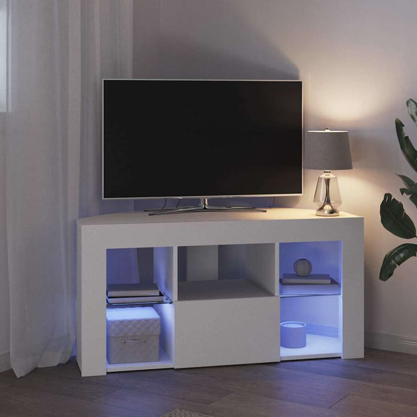 Weißer Eck LED TV-Schrank 100cm