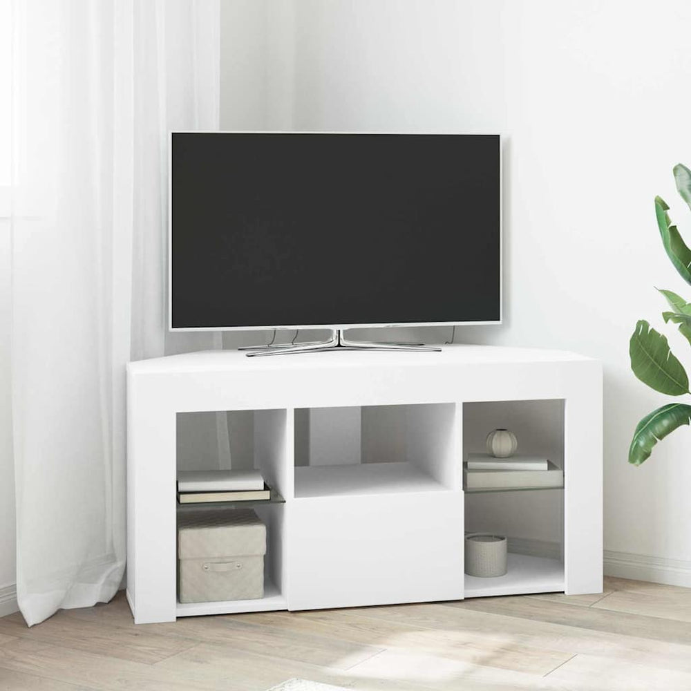 Meuble TV d'angle LED vidaXL Blanc 100 x 40 x 50 cm Bois d'ingénierie