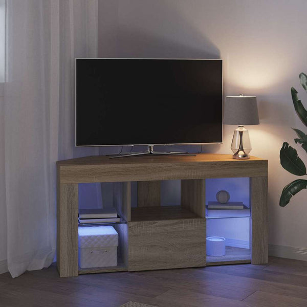 Eck-TV-Schrank mit LED Sonoma Eiche